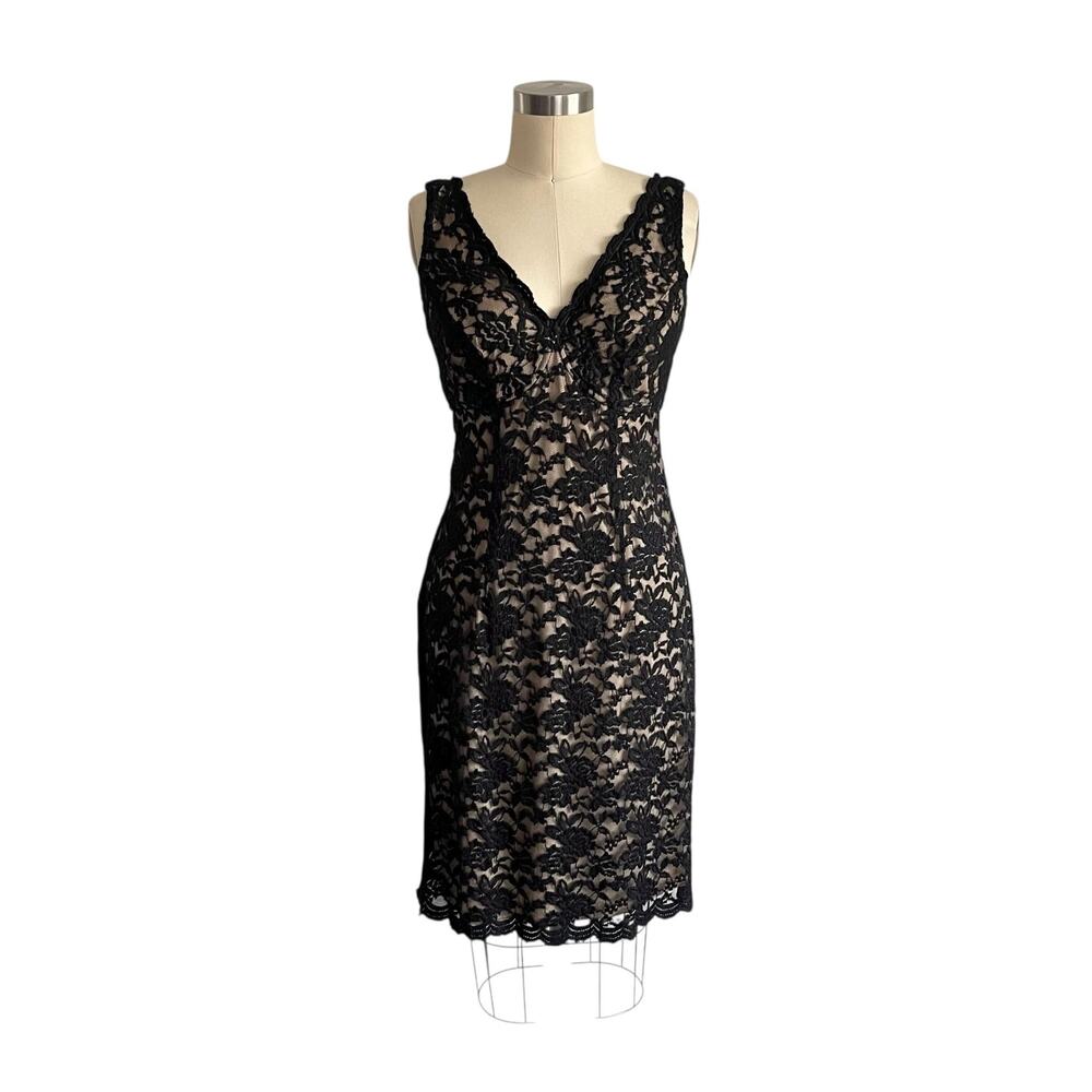 Connected Apparel Nude Illusion Lace Dress: Y2K, Modern
